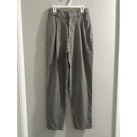 🔴Zara brown black high-waisted Houdstooth trousers size Small‎ - Picture 1 of 6